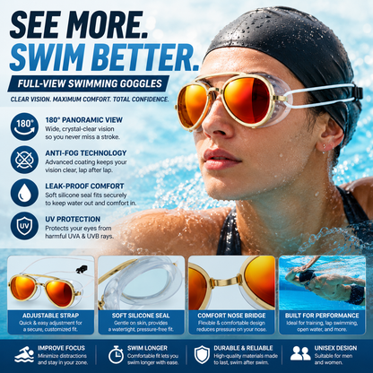 Aviator Full View Anti-Fog Swimming Goggles
